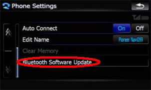 Touch the “Bluetooth Update” button